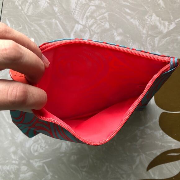 Ipsy March 2016 Neon Blue Pink Rose Flower Zipper Make-Up Cosmetic Pouch Bag - Picture 4 of 4